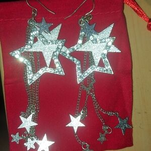 Silver Star Dangle Earrings